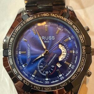 #28 ORUSS Blue Chronograph Watch W/Silver Band